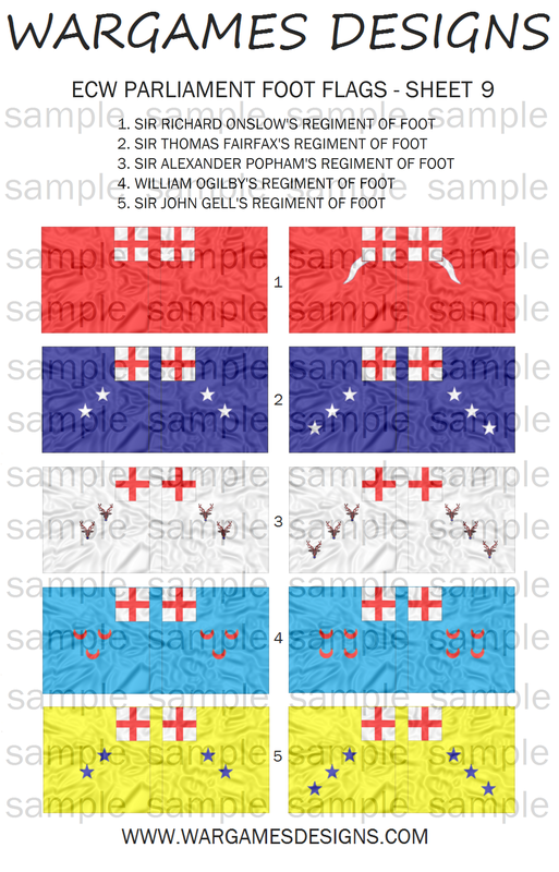 Pike & Shotte DBR Baroque 28mm ECW Parliament Foot Flags Sheet 8 FOG ...